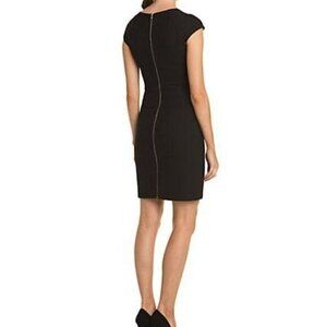 Diane Von Furstenberg Black Cap-Sleeve Midi Dress with Back Zip
